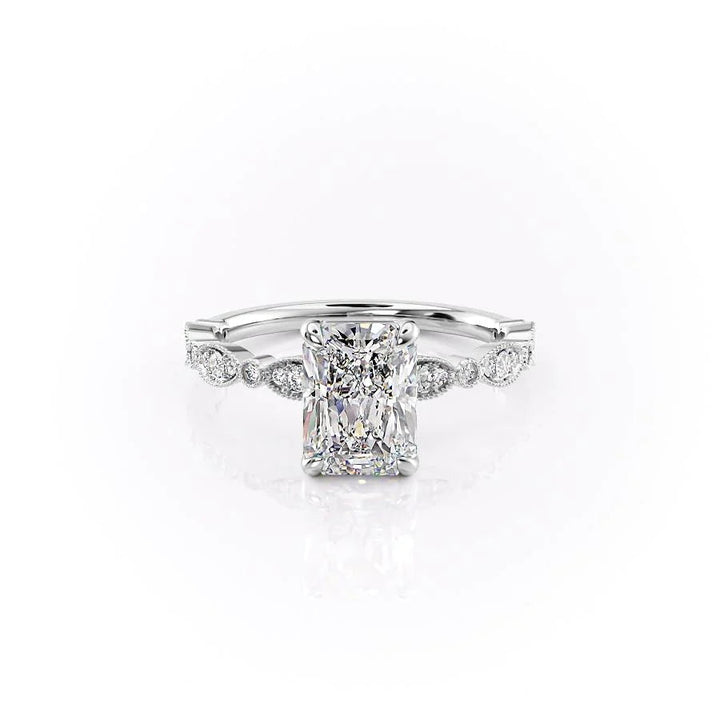 The Juliet Set With Radiant Vintage Lab Diamond 1 Carat 14K White#material_14k-white