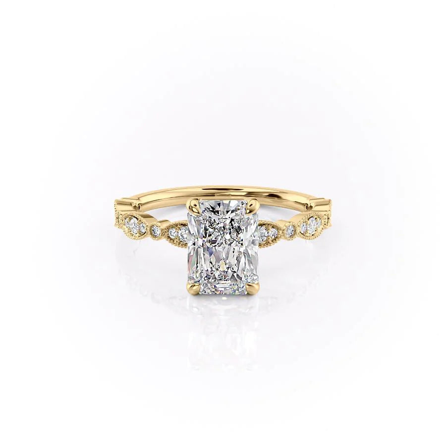 The Juliet Set With Radiant Vintage Lab Diamond 1 Carat 18K Gold#material_18k-gold