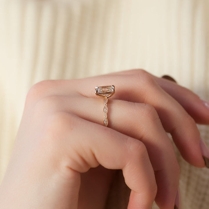 The Juliet Radiant Lab Diamond Moissanite Engagement Ring *Shown with 2 ct #material_rose