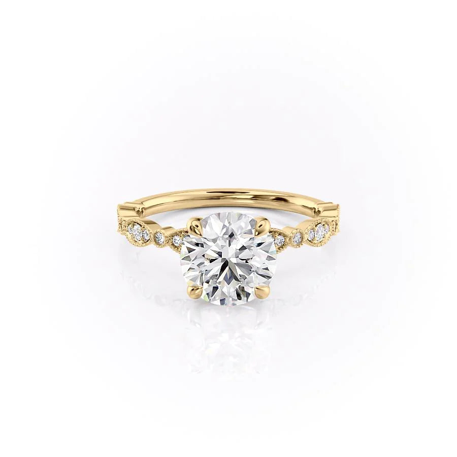 The Juliet Set With Round Vintage Lab Diamond 1 Carat 14K Gold#material_14k-gold