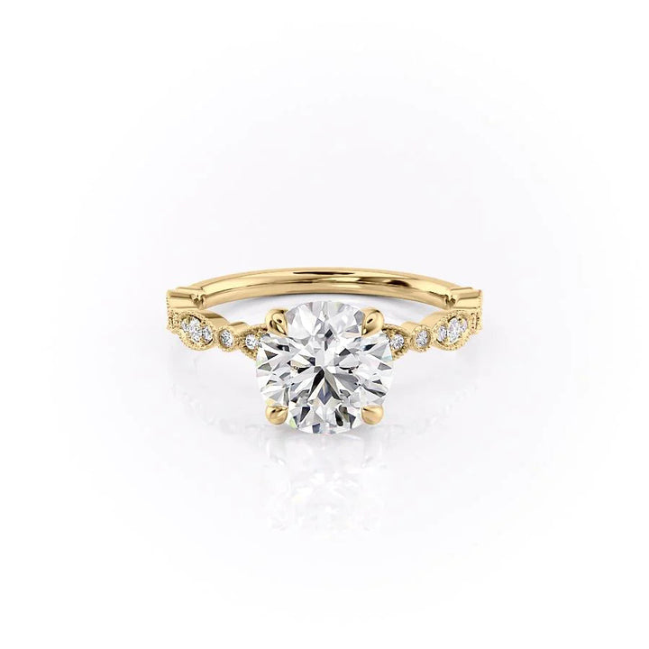 The Juliet Set With Round Vintage Lab Diamond 1 Carat 14K Gold#material_14k-gold