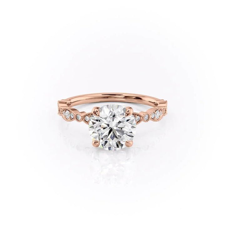 The Juliet Set With Round Vintage Lab Diamond 1 Carat 14K Rose#material_14k-rose