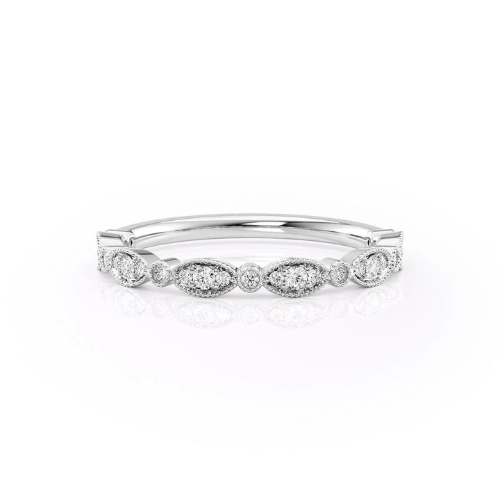 The Juliet Wedding Bands Diamonds Half Way 14K White#material_14k-white