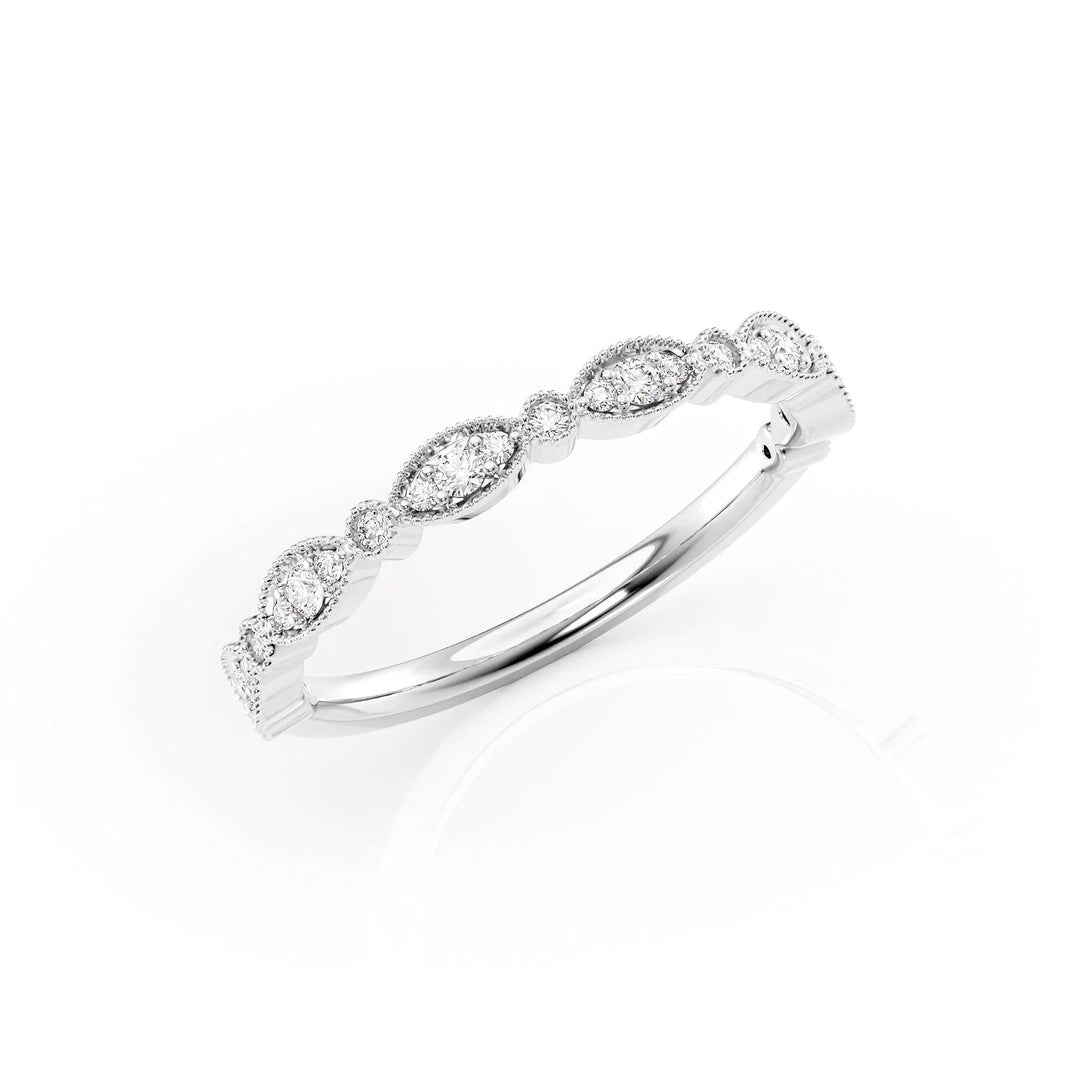 The Juliet Wedding Bands Diamonds Half Way 14K White#material_14k-white