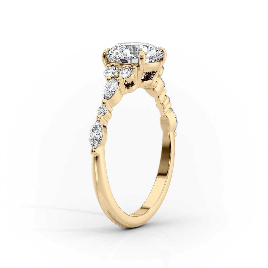 The Kaiden Set With Cushion Side Stone Lab Diamond 1.5 Carat 14K Gold#material_14k-gold