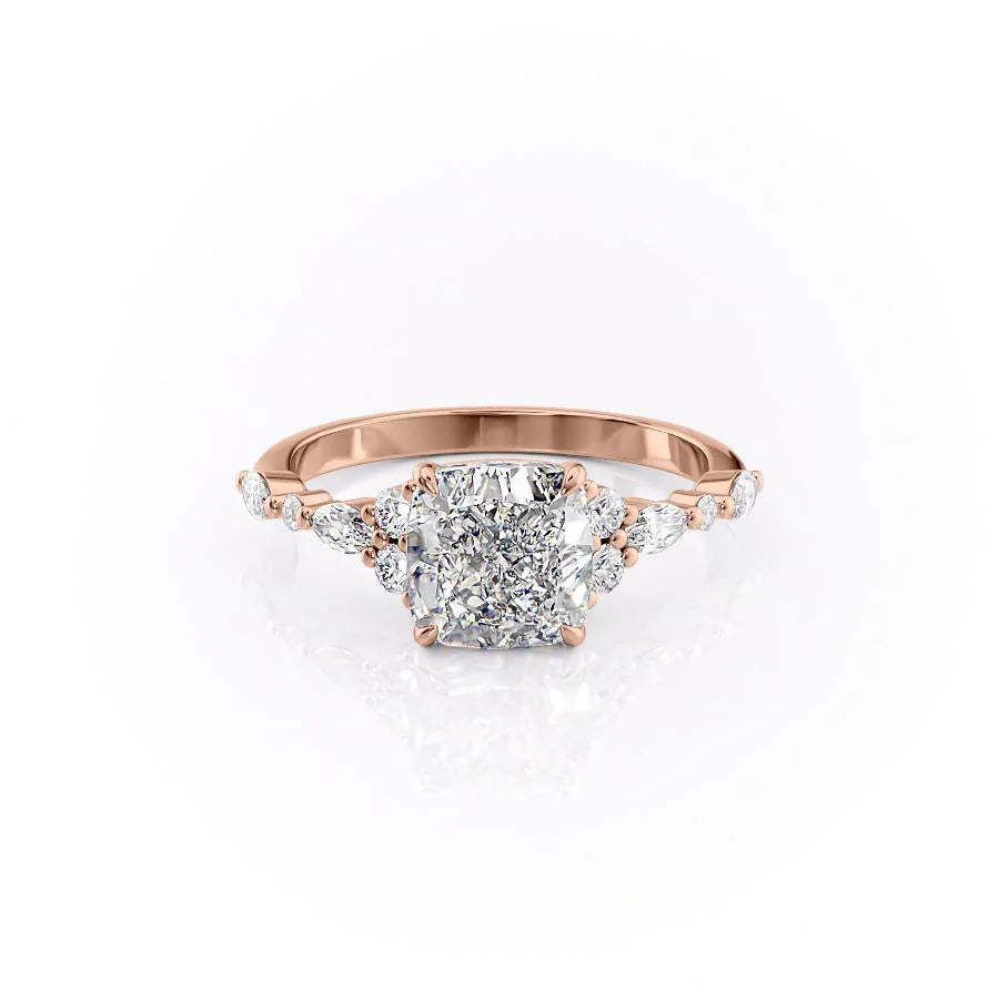 The Kaiden Set With Cushion Side Stone Lab Diamond 1 Carat 14K Rose#material_14k-rose