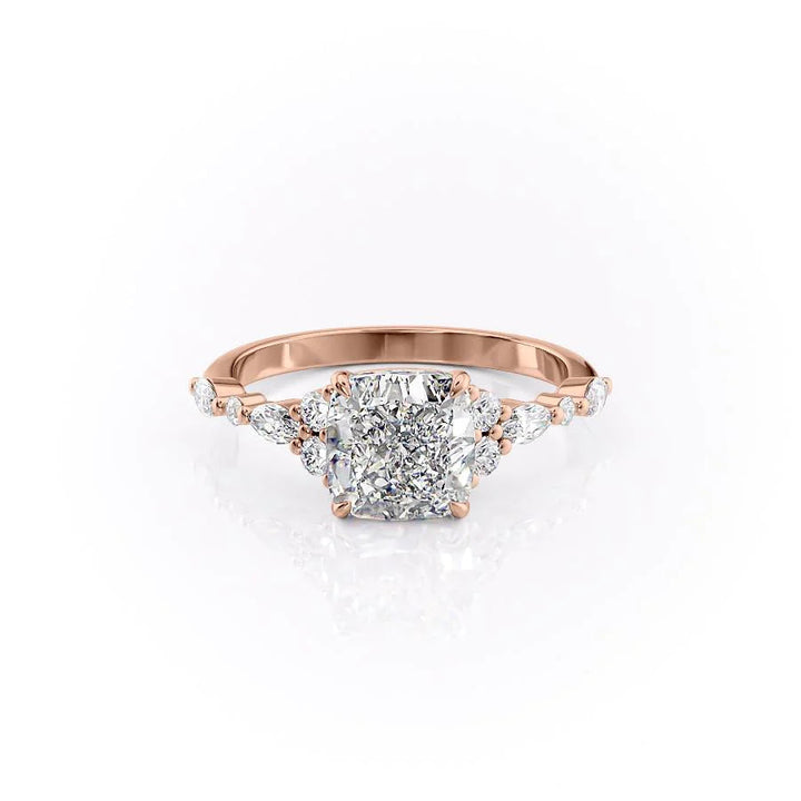 The Kaiden Set With Cushion Side Stone Lab Diamond 1 Carat 14K Rose#material_14k-rose