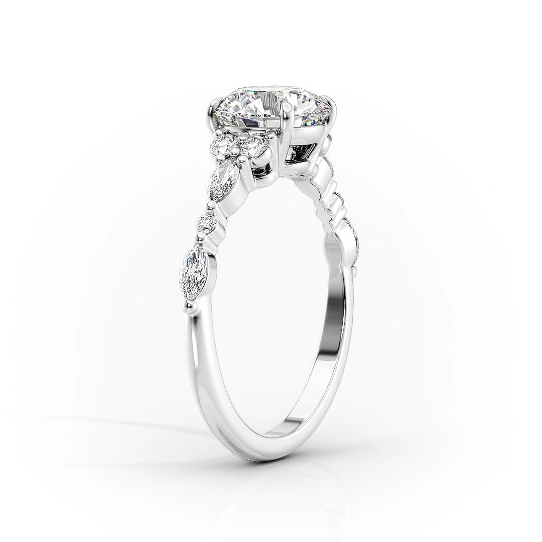 The Kaiden Set With Cushion Side Stone Lab Diamond 1.5 Carat 14K White#material_14k-white