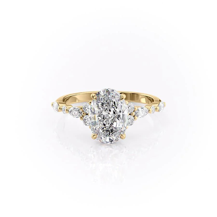 The Kaiden Set With Oval Side Stone Lab Diamond 1 Carat 14K Gold#material_14k-gold