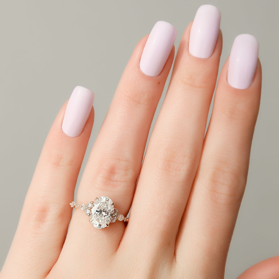 The Kaiden Set With Oval Side Stone Moissanite#material_14k-rose