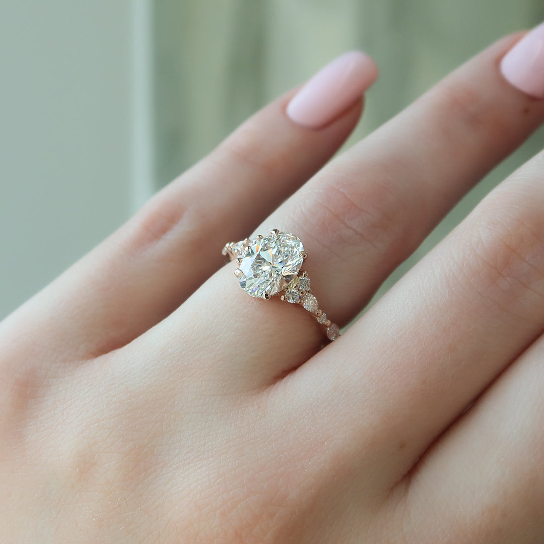 The Kaiden Set With Oval Side Stone Lab Diamond 2 Carat 14K Rose#material_14k-rose