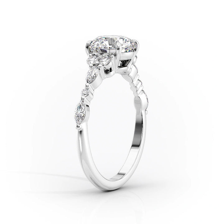 The Kaiden Set With Oval Side Stone Lab Diamond 1.5 Carat 14K White#material_14k-white