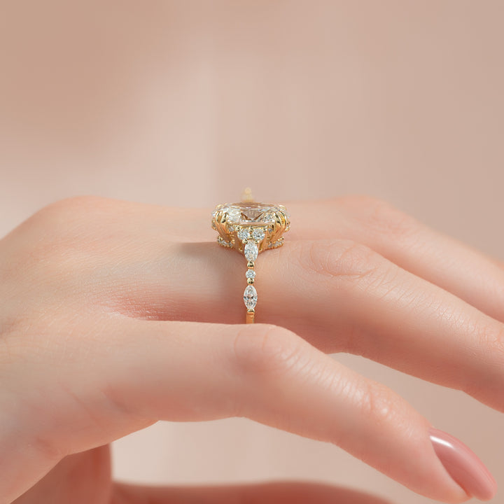 The Kaiden Oval Lab Diamond Moissanite Engagement Ring *Shown with 3 ct #material_gold