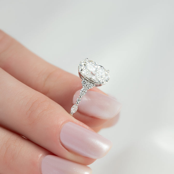 The Kaiden Oval Lab Diamond Moissanite Engagement Ring *Shown with 3 ct #material_white