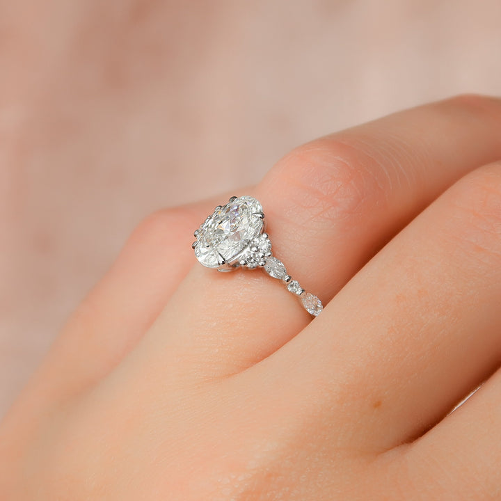 The Kaiden Oval Lab Diamond Moissanite Engagement Ring *Shown with 2 ct #material_white