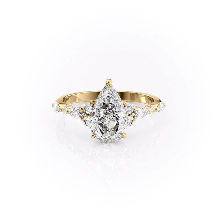 The Kaiden Set With Pear Side Stone Lab Diamond 1 Carat 14K Gold#material_14k-gold