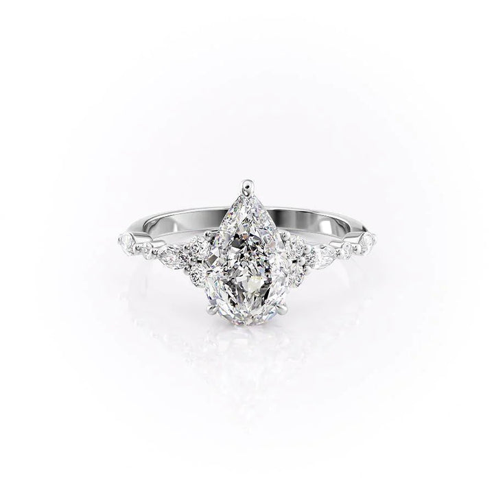 The Kaiden Set With Pear Side Stone Lab Diamond 1 Carat 14K White#material_14k-white