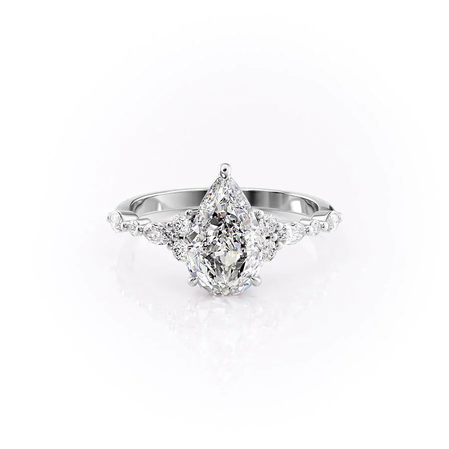 The Kaiden Set With Pear Side Stone Moissanite#material_14k-white