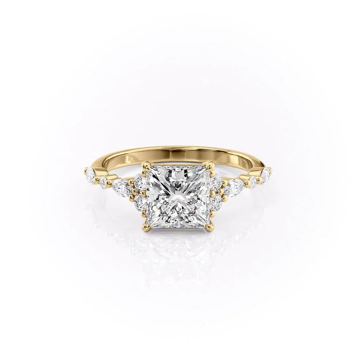 The Kaiden Set With Princess Side Stone Lab Diamond 1 Carat 14K Gold#material_14k-gold