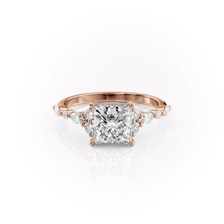 The Kaiden Set With Princess Side Stone Lab Diamond 1 Carat 14K Rose#material_14k-rose