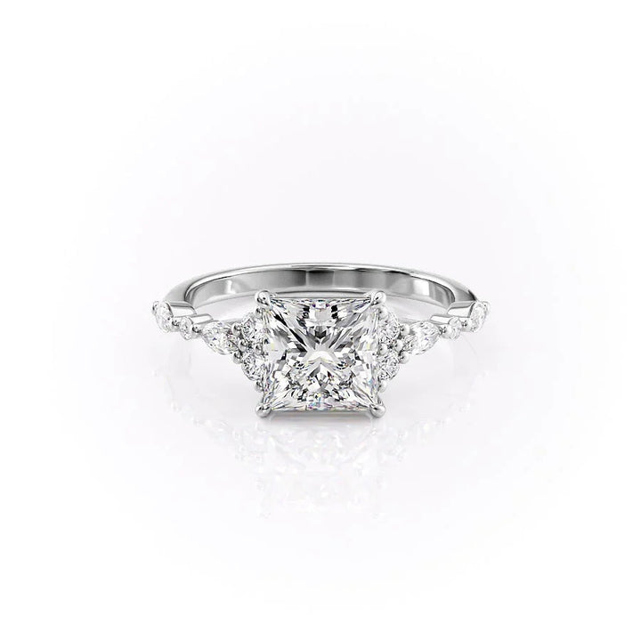 The Kaiden Set With Princess Side Stone Lab Diamond 1 Carat 14K White#material_14k-white