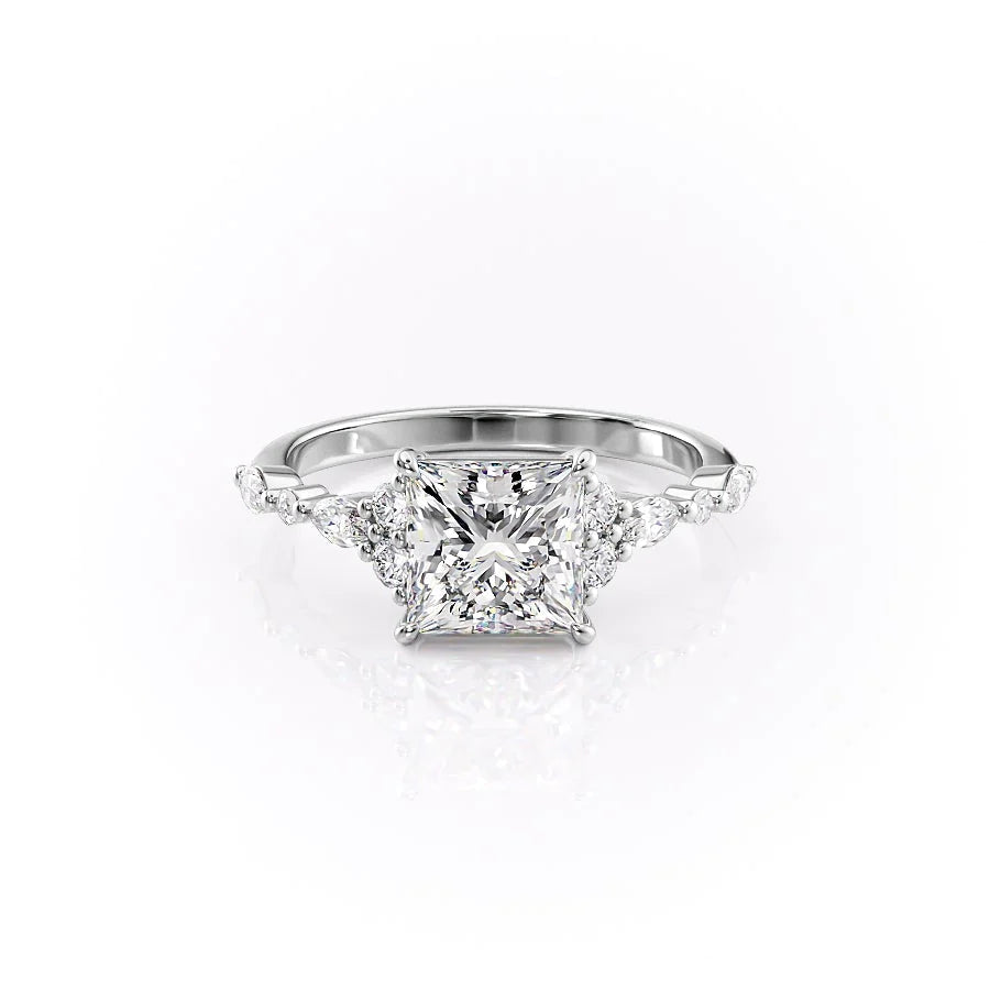 The Kaiden Set With Princess Side Stone Moissanite#material_18k-white