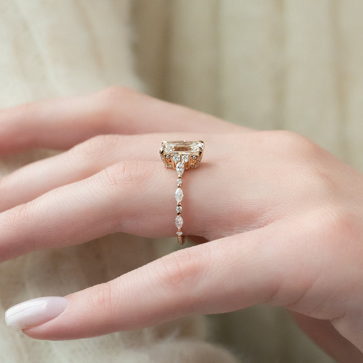 The Kaiden Set With Radiant Side Stone Lab Diamond 2.5 Carat 14K Rose#material_14k-rose