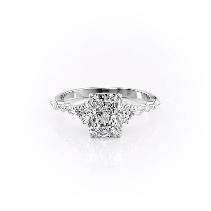 The Kaiden Set With Radiant Side Stone Lab Diamond 1 Carat 14K White#material_14k-white