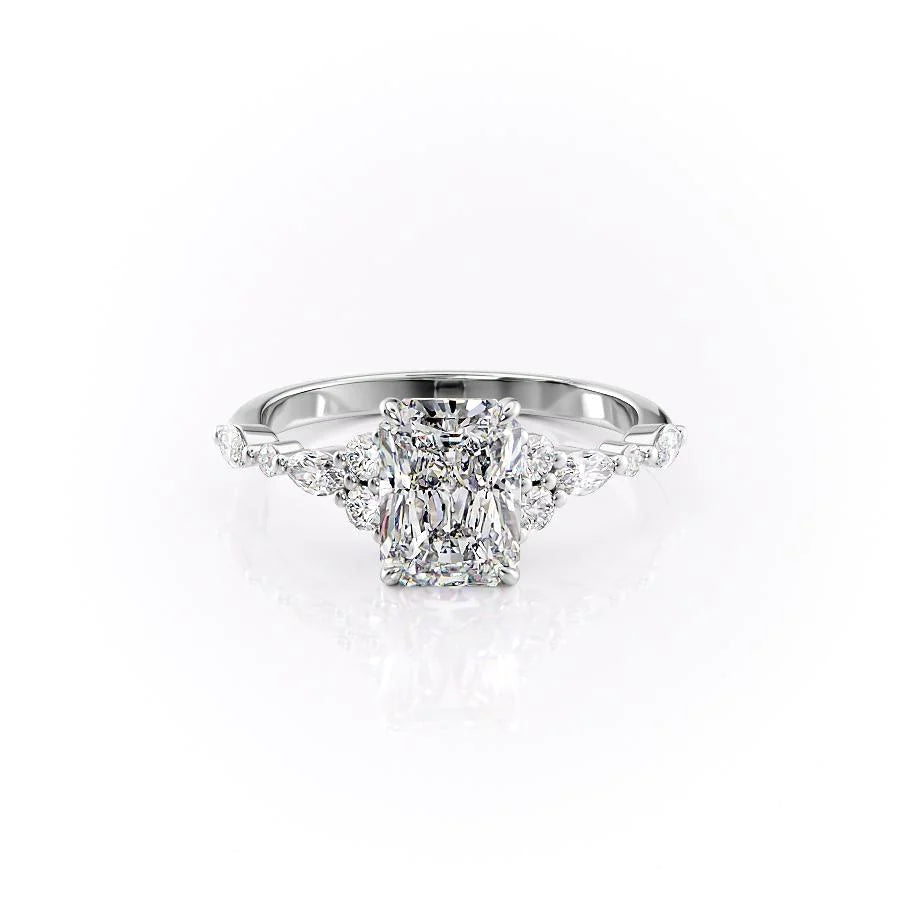 The Kaiden Set With Radiant Side Stone Moissanite#material_14k-white