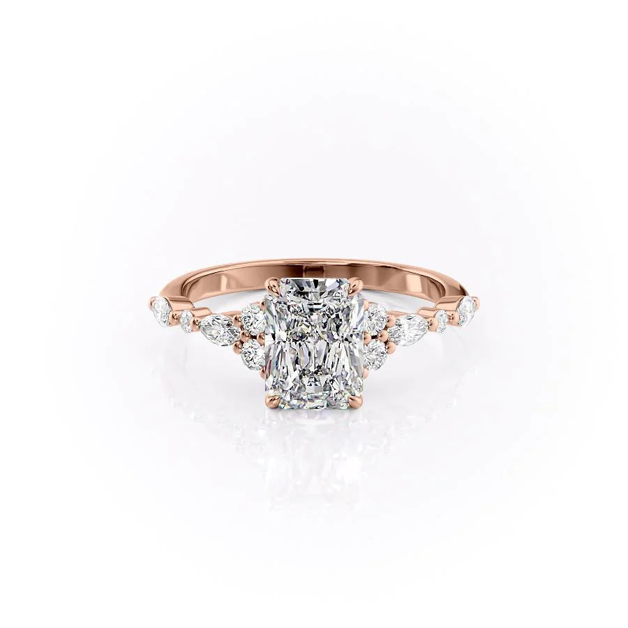 The Kaiden Set With Radiant Side Stone Lab Diamond 1 Carat 18K Rose#material_18k-rose