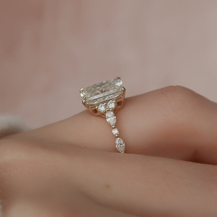 The Kaiden Radiant Lab Diamond Moissanite Engagement Ring *Shown with 4 ct #material_gold