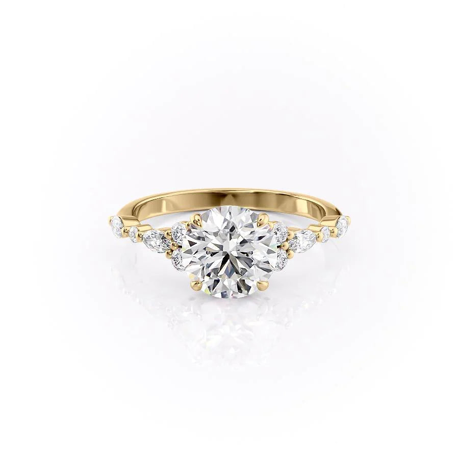 The Kaiden Set With Round Side Stone Moissanite#material_14k-gold