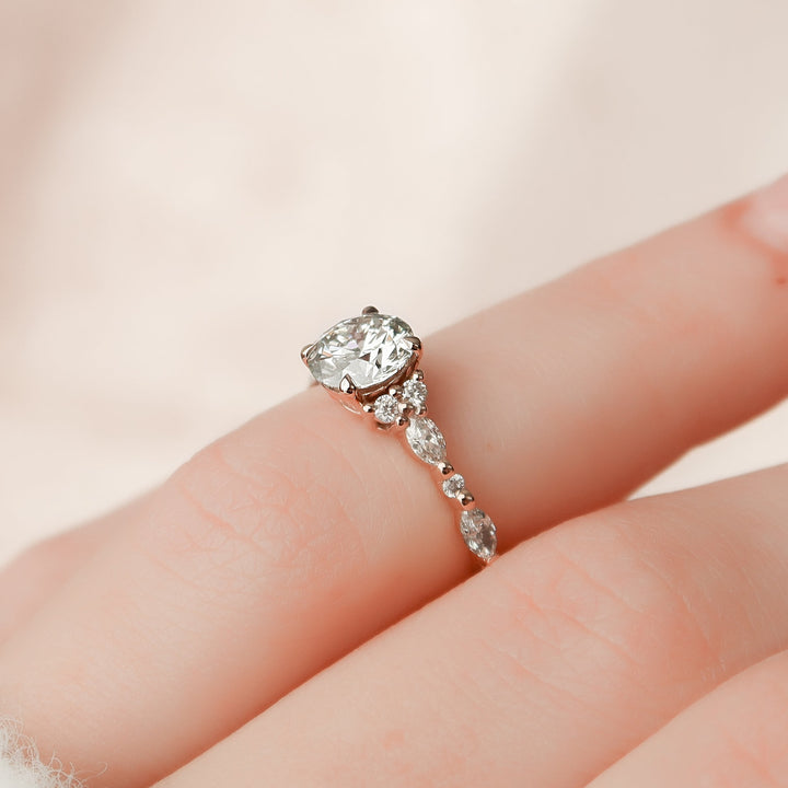 The Kaiden Set With Round Side Stone Moissanite#material_14k-rose