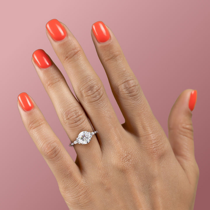The Kaiden Round Lab Diamond Moissanite Engagement Ring *Shown with 2 ct #material_white