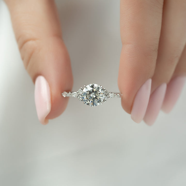 The Kaiden Round Lab Diamond Moissanite Engagement Ring *Shown with 2 ct #material_white