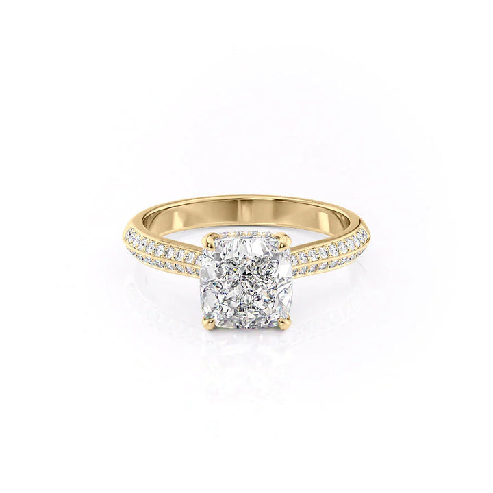 The Kaira Set With Cushion Pave Lab Diamond 1 Carat 14K Gold#material_14k-gold