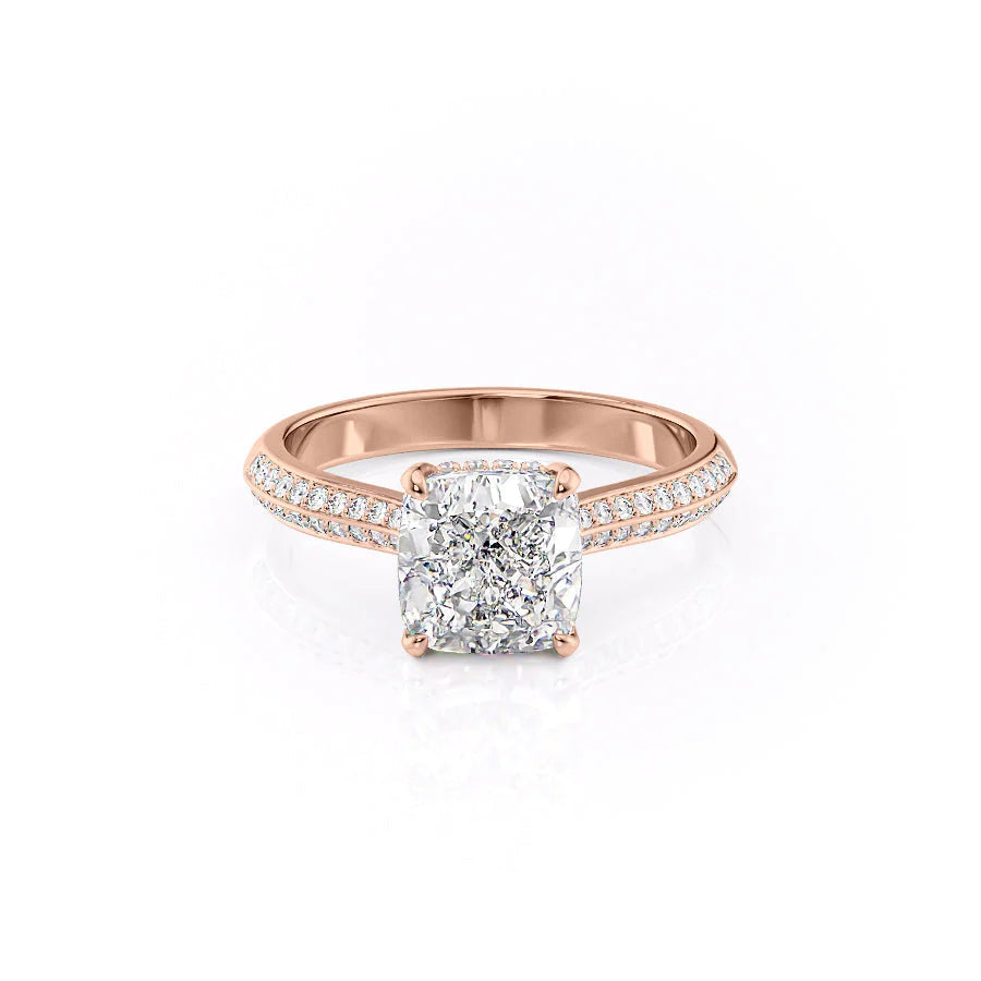 The Kaira Set With Cushion Pave Lab Diamond 1 Carat 14K Rose#material_14k-rose