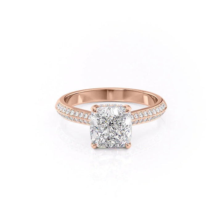 The Kaira Set With Cushion Pave Lab Diamond 1 Carat 14K Rose#material_14k-rose