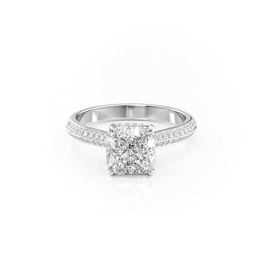 The Kaira Set With Cushion Pave Lab Diamond 1 Carat 14K White#material_14k-white