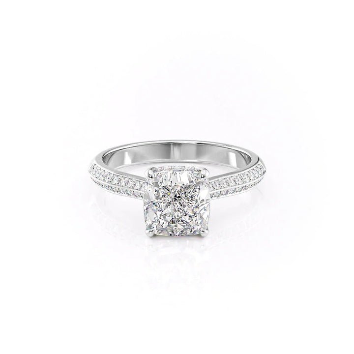 The Kaira Set With Cushion Pave Moissanite#material_14k-white