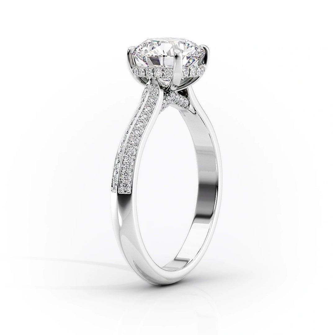 The Kaira Set With Cushion Pave Lab Diamond 1.5 Carat 14K White#material_14k-white