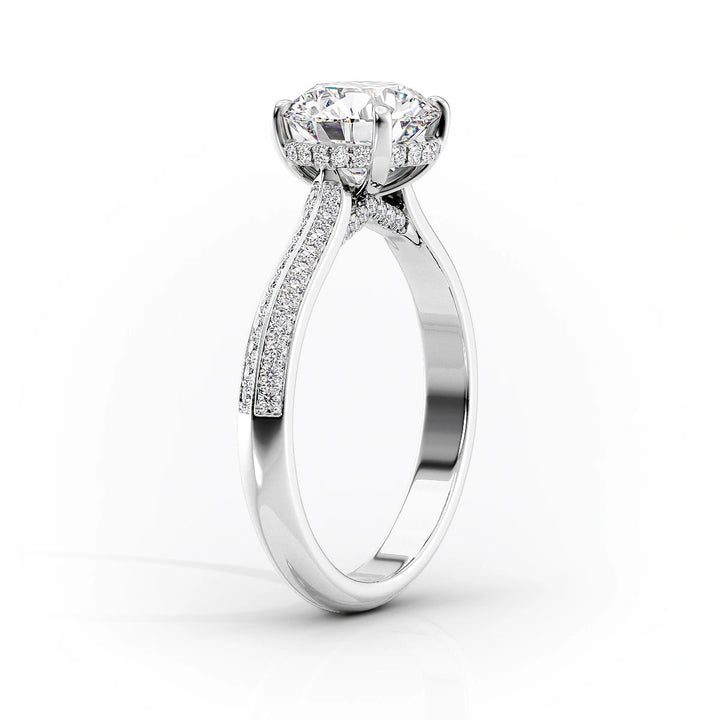 The Kaira Set With Cushion Pave Lab Diamond 1.5 Carat 18K White#material_18k-white