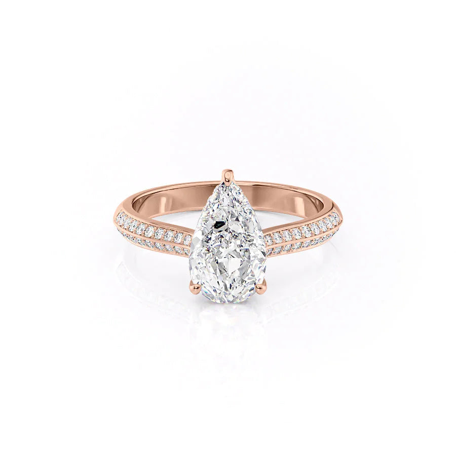 The Kaira Set With Pear Pave Lab Diamond 1 Carat 14K Rose#material_14k-rose