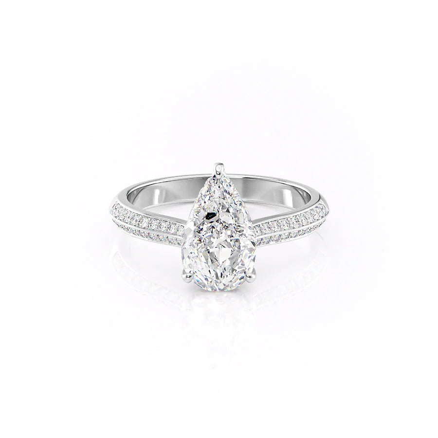 The Kaira Set With Pear Pave Lab Diamond 1 Carat 14K White#material_14k-white