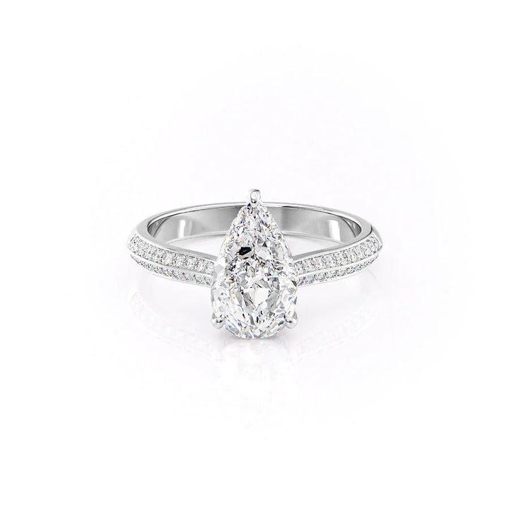 The Kaira Set With Pear Pave Lab Diamond 1 Carat 14K White#material_14k-white