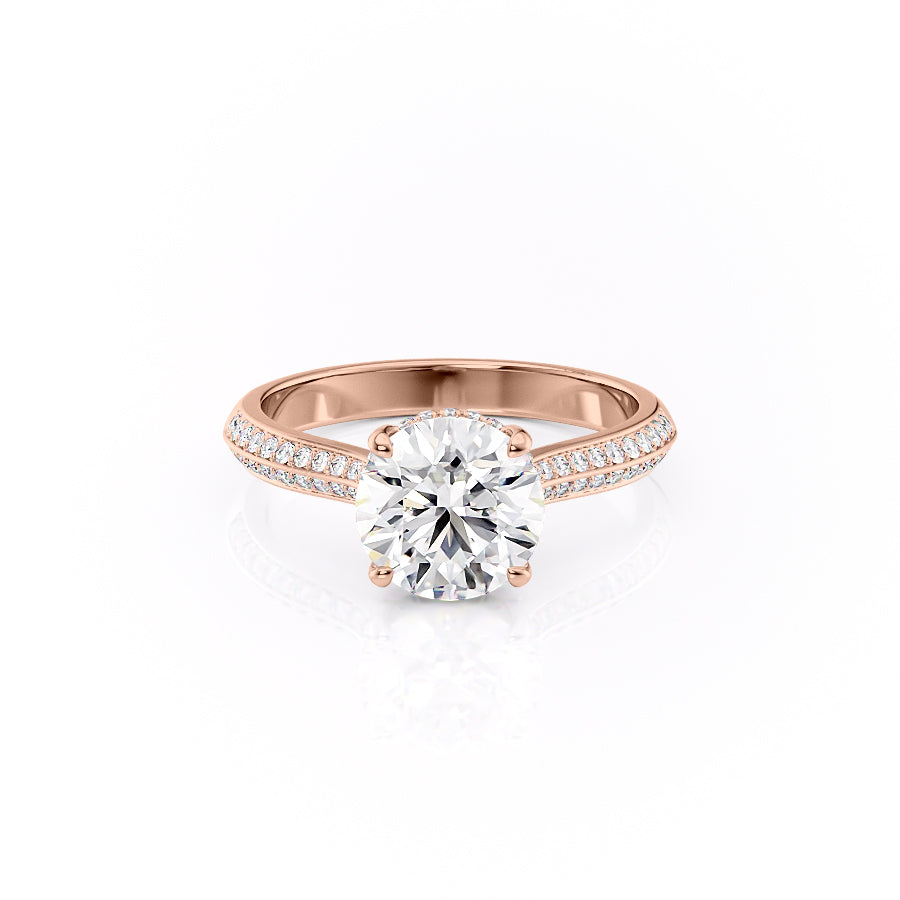 The Kaira Set With Round Pave Lab Diamond 1 Carat 14K Rose#material_14k-rose