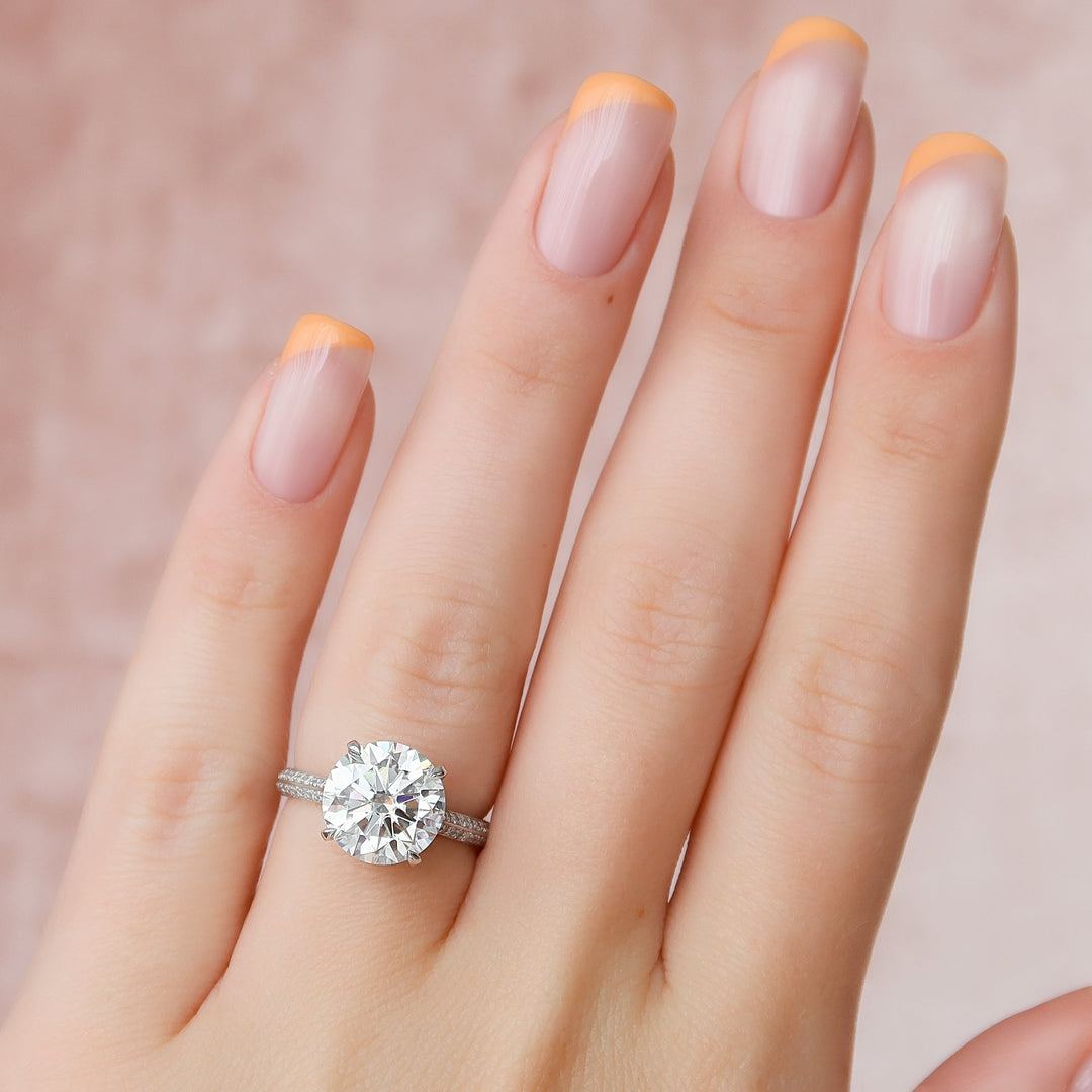 The Kaira Set With Round Pave Lab Diamond 2 Carat 14K White#material_14k-white