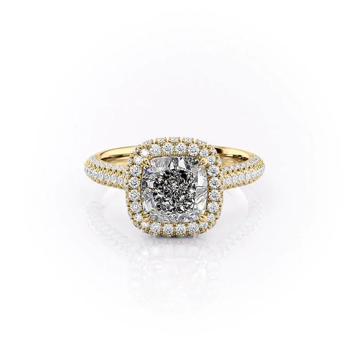 The Katelyn Set With Cushion Pave Lab Diamond 1 Carat 14K Gold#material_14k-gold