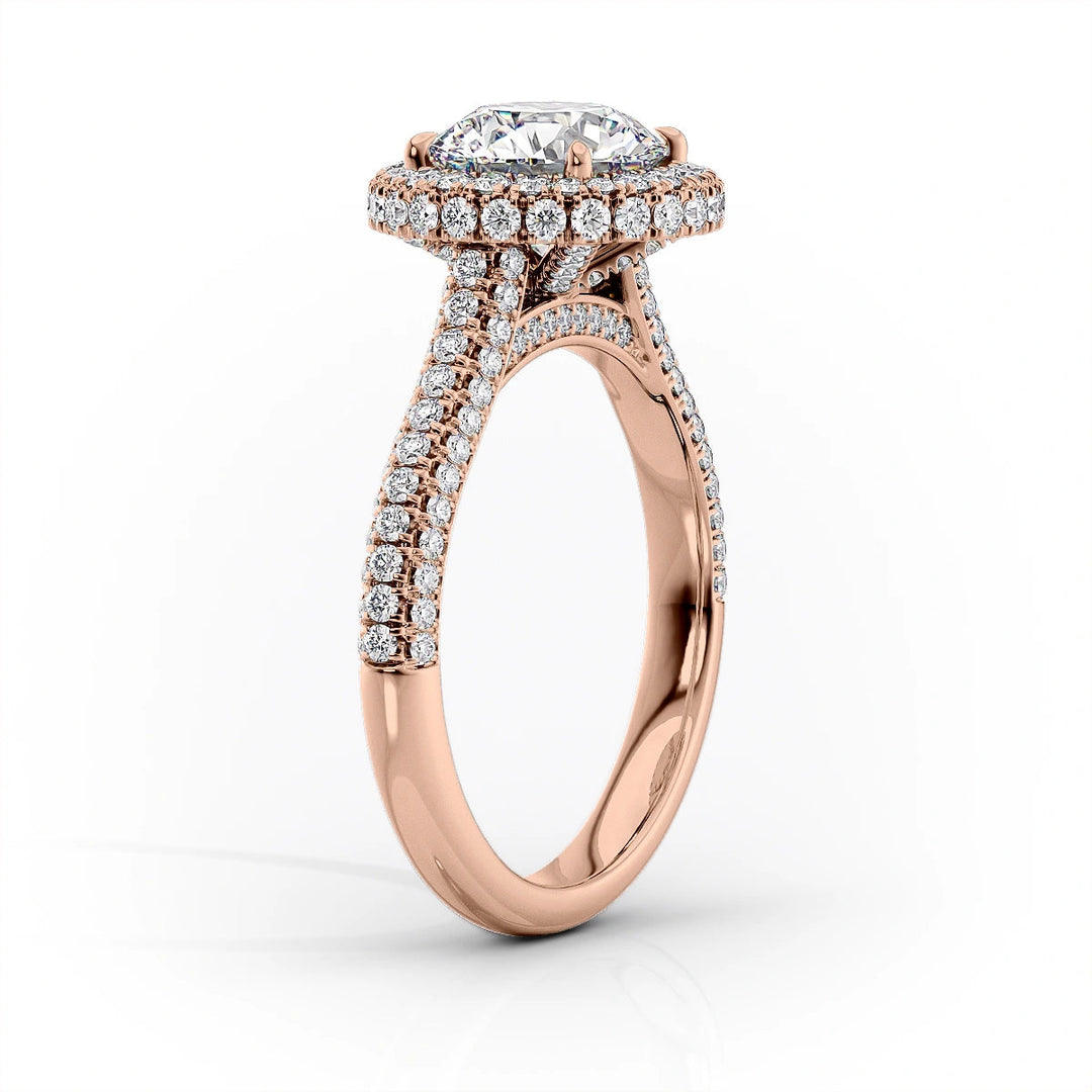 The Katelyn Set With Cushion Pave Lab Diamond 1.5 Carat 14K Rose#material_14k-rose