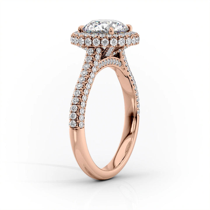 The Katelyn Set With Cushion Pave Lab Diamond 1.5 Carat 14K Rose#material_14k-rose